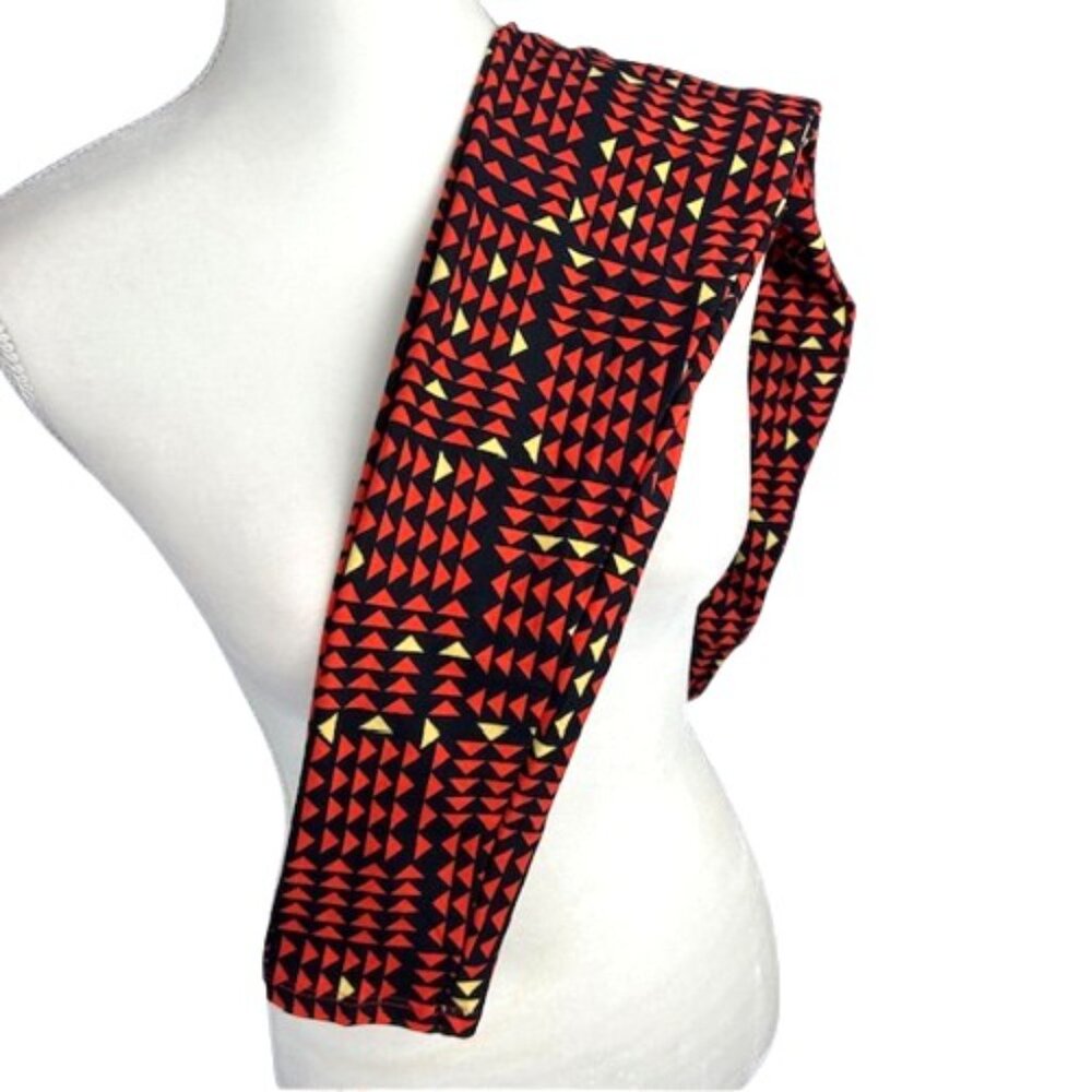 LuLaRoe OS One Size Leggings Triangles Red Yellow Black Halloween Costume